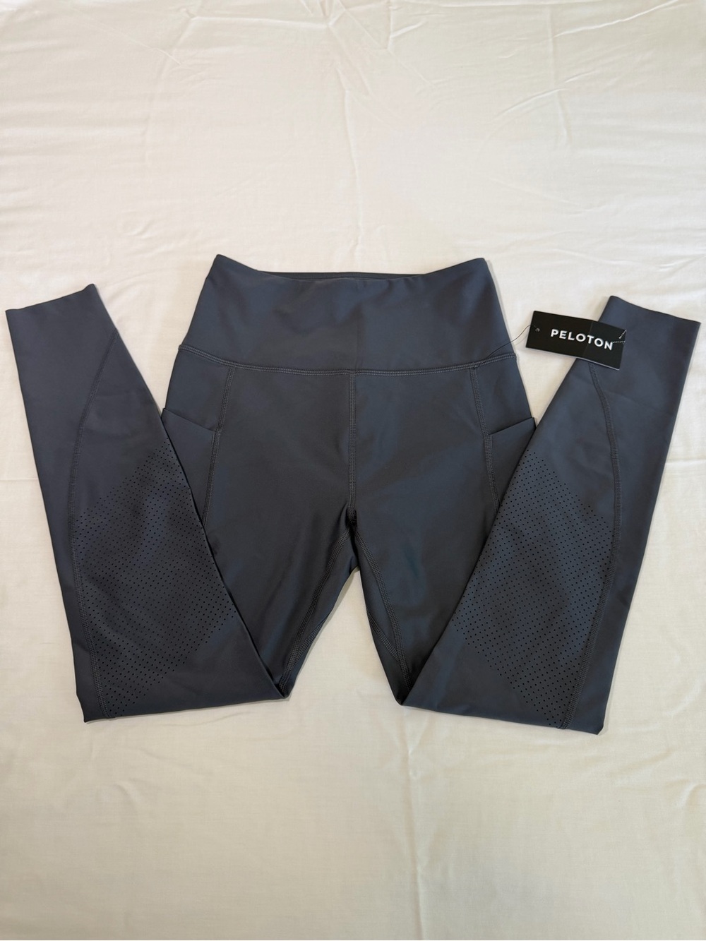 Peloton Black High-Rise Leggings with Perforated Panels